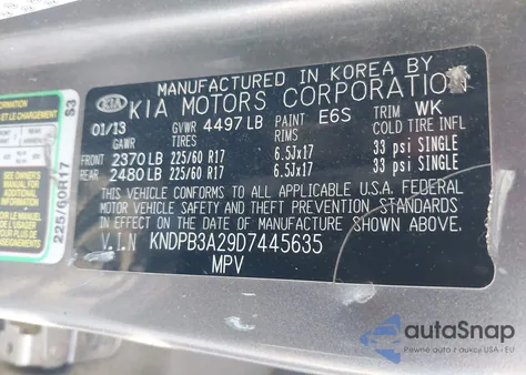 2013 Kia Sportage Lx из США, поврежденный, VIN KNDPB3A29D7445635